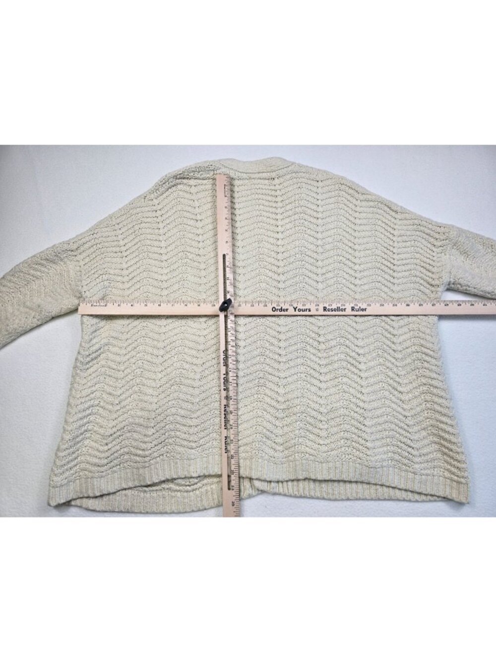 Cotton Candy Womens S\M Beige White Cardigan Sweater Thick Cozy Cabin Pockets - Picture 4 of 4